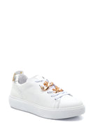 Women's White Leather Chain Sneaker | Derimod Women's White Leather Chain Sneaker | Derimod