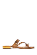 Women's Bronze Stone Metallic Slippers | Derimod Women's Bronze Stone Metallic Slippers | Derimod