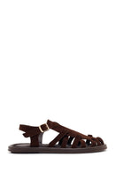 Woman Brown Buckled Suede Leather Sandals | Derimod Woman Brown Buckled Suede Leather Sandals | Derimod