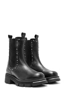 Women's Black Stone Detailed Leather Chelsea Boots | Derimod Women's Black Stone Detailed Leather Chelsea Boots | Derimod