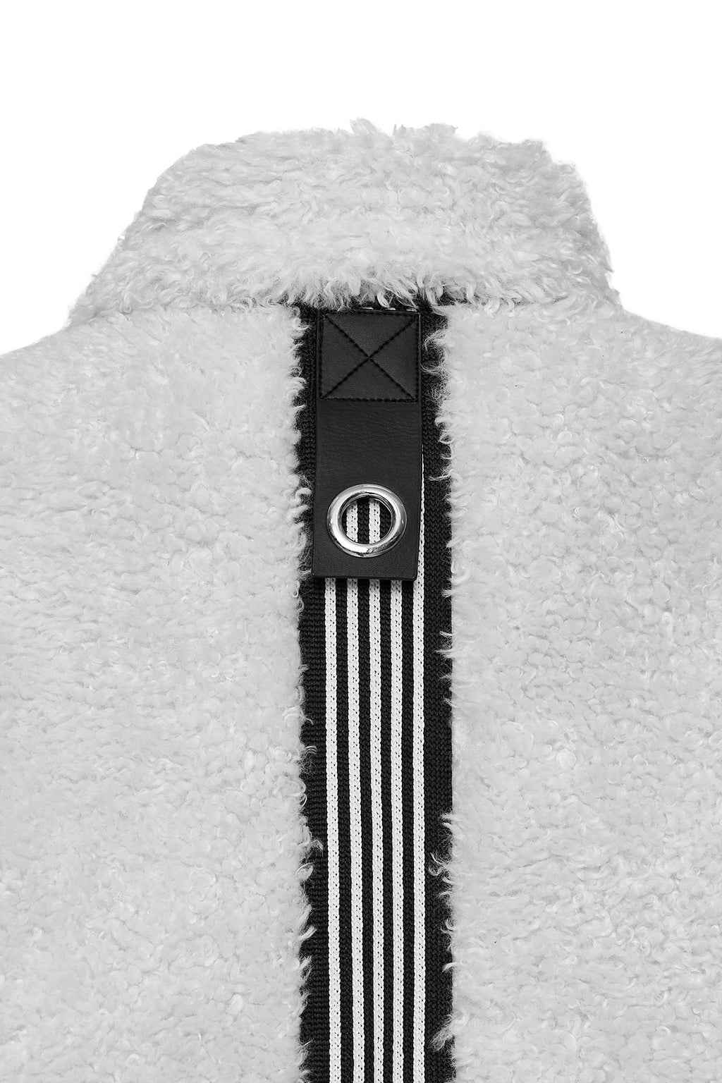 Meribel Kadın Beyaz Siyah Çizgi Detaylı Teddy Mont