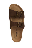Geox Women's Brown D Brionia Nubuck Leather Slippers | Derimod Geox Women's Brown D Brionia Nubuck Leather Slippers | Derimod
