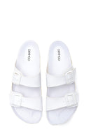 Men's Leather Double Buckle Slippers | Derimod Men's Leather Double Buckle Slippers | Derimod