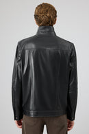 Alfred Men's Black Leather Jacket | Derimod Alfred Men's Black Leather Jacket | Derimod