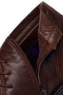 Male Brown Lace-up Zip Closure Leather Casual Boots | Derimod Male Brown Lace-up Zip Closure Leather Casual Boots | Derimod