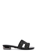 Women's Black Stone Slippers | Derimod Women's Black Stone Slippers | Derimod
