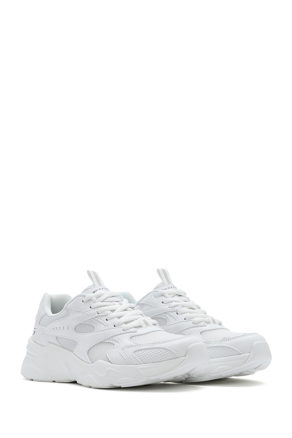 Skechers Kadın Beyaz Bobs Bamina Bağcıklı Kalın Tabanlı Kumaş Sneaker