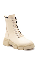 Women's Beige Leather Boots | Derimod Women's Beige Leather Boots | Derimod