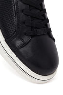 Erkek Siyah Bağcıklı Deri Sneaker | Derimod Erkek Siyah Bağcıklı Deri Sneaker | Derimod