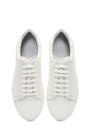 Men's White Lace-Up Thick-Soled Leather Sneaker | Derimod Men's White Lace-Up Thick-Soled Leather Sneaker | Derimod