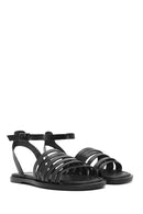 Women's Black Ankle Strap Leather Bodrum Sandals | Derimod Women's Black Ankle Strap Leather Bodrum Sandals | Derimod