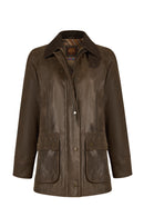 Gateaway Woman Brown Leather Coat | Derimod Gateaway Woman Brown Leather Coat | Derimod