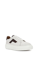 Men's White Lace-up Thick-Sole Leather Sneaker | Derimod Men's White Lace-up Thick-Sole Leather Sneaker | Derimod