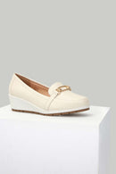 Beige Women's Leather Loafer with Wedge Heels | Derimod Beige Women's Leather Loafer with Wedge Heels | Derimod