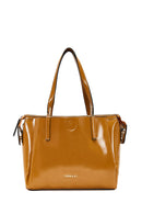 Women's Taba Patent Leather Classic Shoulder Bag | Derimod Women's Taba Patent Leather Classic Shoulder Bag | Derimod