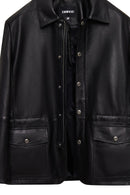 Salah Men's Black Shirt Collar Leather Jacket | Derimod Salah Men's Black Shirt Collar Leather Jacket | Derimod
