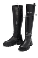 Woman Black Zippered Thick Sole Leather Boot | Derimod Woman Black Zippered Thick Sole Leather Boot | Derimod