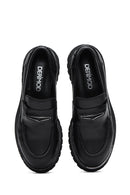 Women's Black Thick Soled Leather Masculine Loafer | Derimod Women's Black Thick Soled Leather Masculine Loafer | Derimod