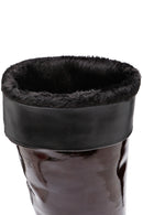 Women's Burgundy Thick Heeled Leather Boots | Derimod Women's Burgundy Thick Heeled Leather Boots | Derimod