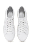 Men's White Lace-up Thick-Sole Leather Sneaker | Derimod Men's White Lace-up Thick-Sole Leather Sneaker | Derimod