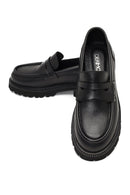 Woman Black Thick-Soled Leather Masculine Loafer | Derimod Woman Black Thick-Soled Leather Masculine Loafer | Derimod