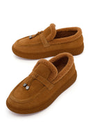 Kadın Camel Tokalı Kalın Tabanlı Süet Deri Teddy Loafer | Derimod Kadın Camel Tokalı Kalın Tabanlı Süet Deri Teddy Loafer | Derimod