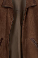 Barcelona Woman Brown Short Suede Jacket | Derimod Barcelona Woman Brown Short Suede Jacket | Derimod