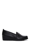 Kadın Siyah Deri Dolgu Topuklu Comfort Loafer | Derimod Kadın Siyah Deri Dolgu Topuklu Comfort Loafer | Derimod
