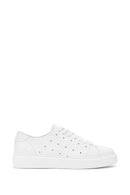 Men's White Lace-up Thick-Sole Leather Sneaker | Derimod Men's White Lace-up Thick-Sole Leather Sneaker | Derimod