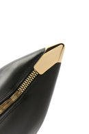Women's Black Zippered High Thin Heeled Leather Boots | Derimod Women's Black Zippered High Thin Heeled Leather Boots | Derimod