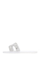 Women's White Stone Jelly Slippers | Derimod Women's White Stone Jelly Slippers | Derimod