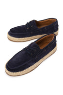 Male Navy Lace-up Suede Espadrilles | Derimod Male Navy Lace-up Suede Espadrilles | Derimod