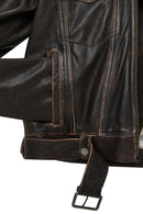 Lugano Women's Brown Vintage Biker Leather Jacket | Derimod Lugano Women's Brown Vintage Biker Leather Jacket | Derimod