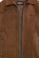 Mark Men's Brown Suede Leather Jacket | Derimod Mark Men's Brown Suede Leather Jacket | Derimod