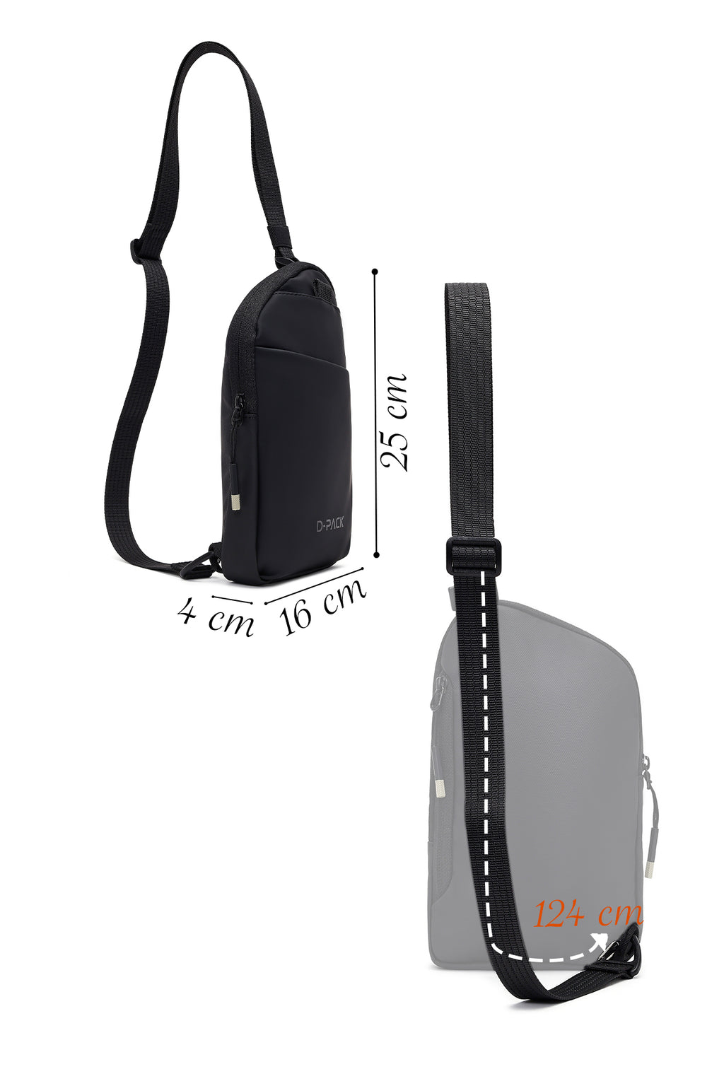 D-Pack Erkek Siyah Mini Kumaş Çapraz Çanta