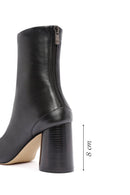 Women's Black Zippered Thick Heeled Leather Boots | Derimod Women's Black Zippered Thick Heeled Leather Boots | Derimod