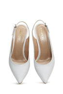 Women's White Leather Heeled Shoes | Derimod Women's White Leather Heeled Shoes | Derimod
