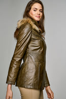 Rio Women's Leather Jacket | Derimod Rio Women's Leather Jacket | Derimod