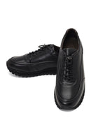 Men's Black Lace-Up Thick-Soled Leather Casual Sneaker | Derimod Men's Black Lace-Up Thick-Soled Leather Casual Sneaker | Derimod