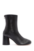 Women's Black Zippered Thick Heeled Leather Boots | Derimod Women's Black Zippered Thick Heeled Leather Boots | Derimod