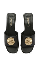 Women's Black Accessory Leather Slippers | Derimod Women's Black Accessory Leather Slippers | Derimod
