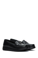 Woman Black Thick-Soled Leather Comfort Loafer | Derimod Woman Black Thick-Soled Leather Comfort Loafer | Derimod