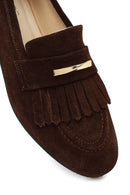Women's Brown Buckled Suede Leather Loafer | Derimod Women's Brown Buckled Suede Leather Loafer | Derimod