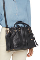 Geox Women's Black Marsila Long Strap Leather Handbag | Derimod Geox Women's Black Marsila Long Strap Leather Handbag | Derimod