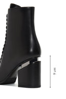 Woman Black Zippered Chunky Heels Leather Boat | Derimod Woman Black Zippered Chunky Heels Leather Boat | Derimod