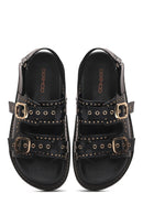 Women's Black Buckled Thick Soled Sandals | Derimod Women's Black Buckled Thick Soled Sandals | Derimod
