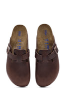 Birkenstock Men's Brown Boston Nubuck Leather Slippers | Derimod Birkenstock Men's Brown Boston Nubuck Leather Slippers | Derimod