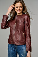 Linet Women's Leather Jacket | Derimod Linet Women's Leather Jacket | Derimod