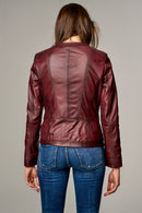 Linet Women's Leather Jacket | Derimod Linet Women's Leather Jacket | Derimod
