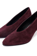 Kadın Bordo Kısa İnce Topuklu Süet Deri Stiletto | Derimod Kadın Bordo Kısa İnce Topuklu Süet Deri Stiletto | Derimod
